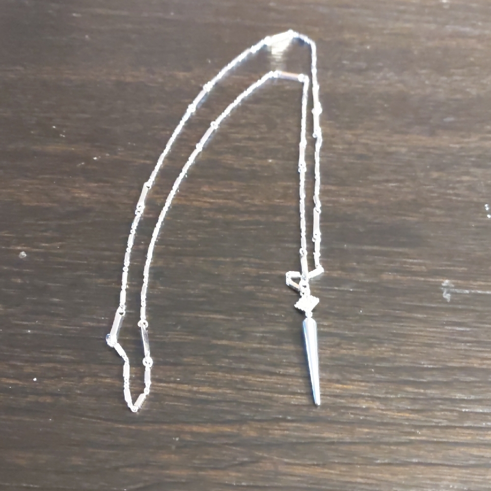 Stella & Dot Silver Spike Pendant Necklace